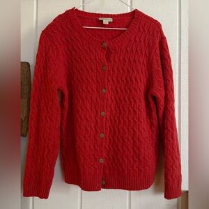 Appleseed's Vibrant Red Cardigan 100 % Wool